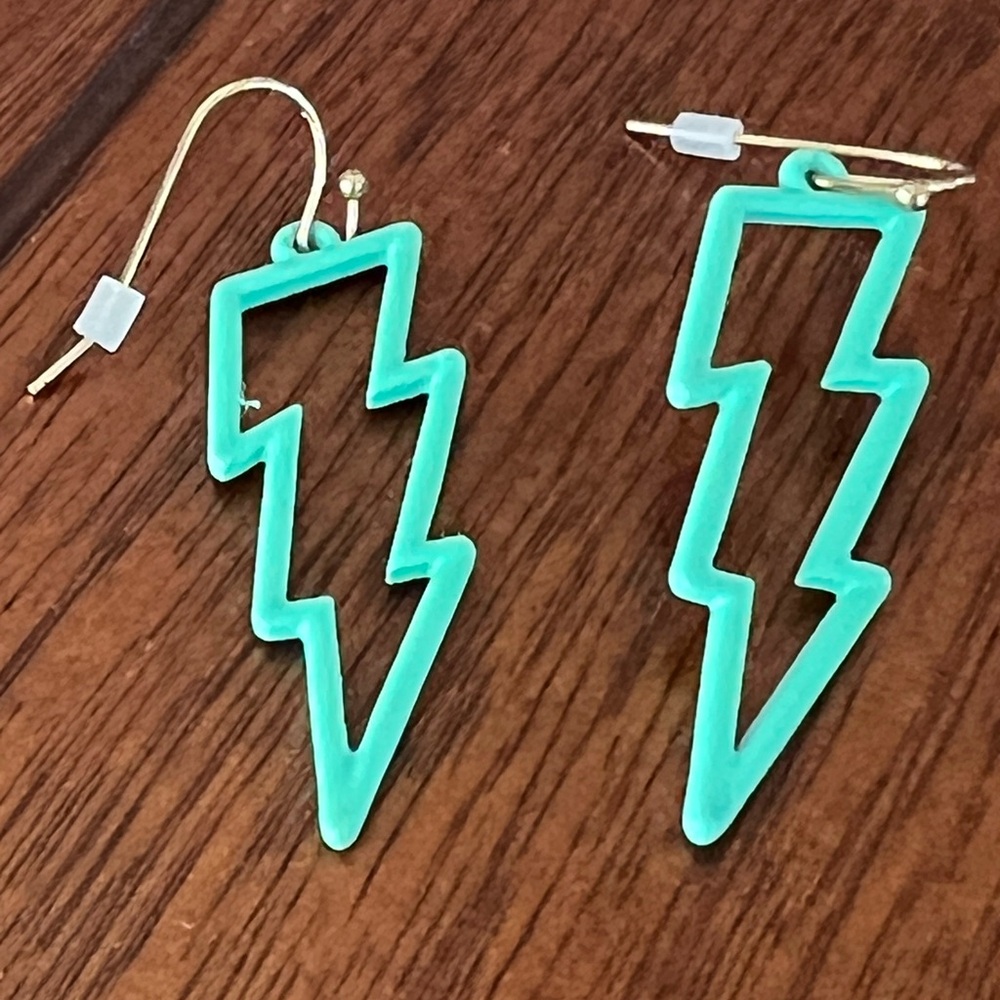 Lightning Bolt Earrings - Aqua